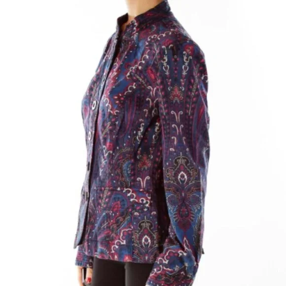 Charter Club Navy Red Paisley Jacket - Picture 2 of 3